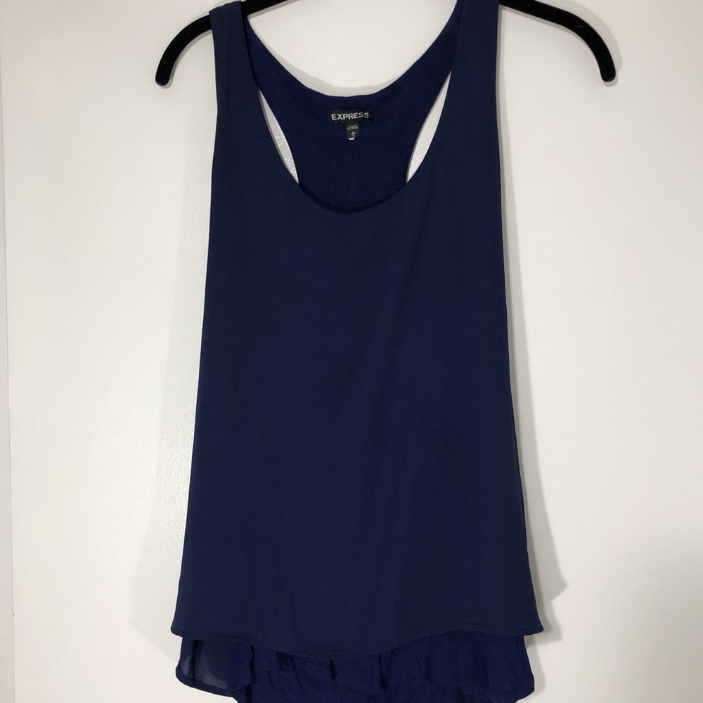 Express Navy Layered Tank Top Zippered Back